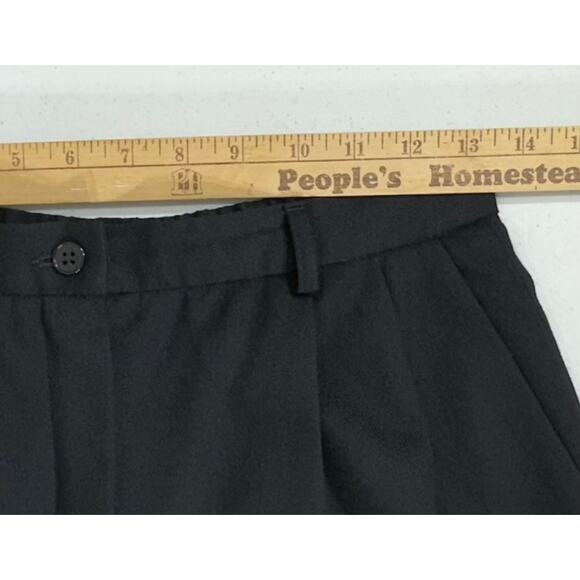 Pendleton Trousers 8 (26x28.5) Black High Rise Wool Lined Cuffed Pleated Tapered - Picture 9 of 11